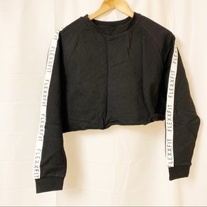Flexxfit Black Cropped Long Sleeve Sweatshirt Medium